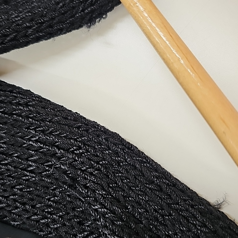 Vtg 90s Magnolia Black Faux Wrap, Beaded Scarf, Deep Vneck Sweater, Size Med - Picture 12 of 14
